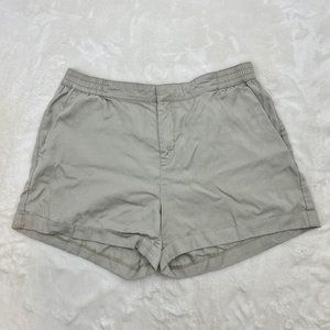 Elastic Waist Cuffed Bottom Shorts Women XL Beige A.N.D.
